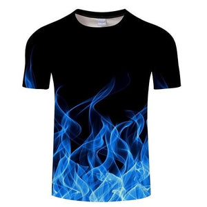 Blue Flaming tshirt Men Women t shirt 3d t-shirt Black Tee Casual Top Anime Camiseta Streatwear Short Sleeve Tshirt Asian size