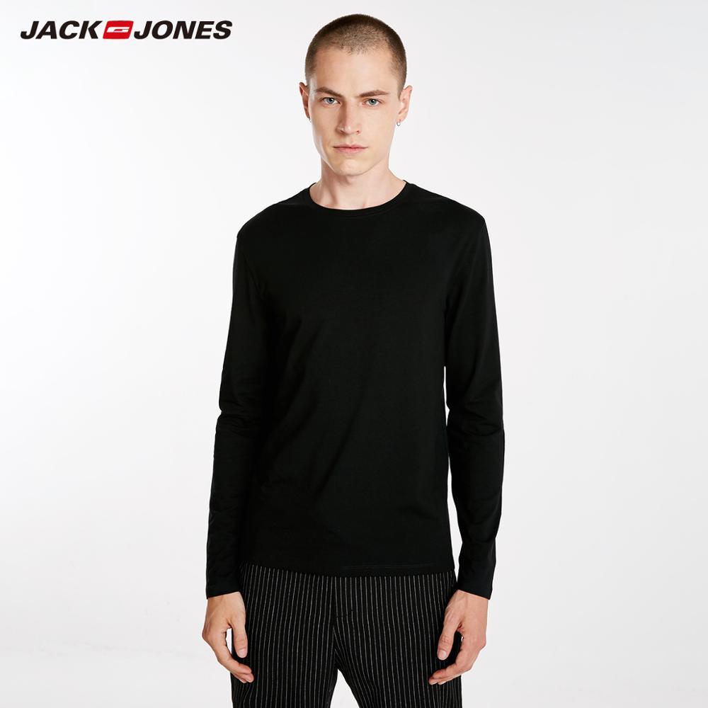 JackJones Men's Elastic Cotton&Spandex O-neck Long-sleeved T-shirt Tops Pajamas Homewear T shirt Fashion Menswear Male 218202501