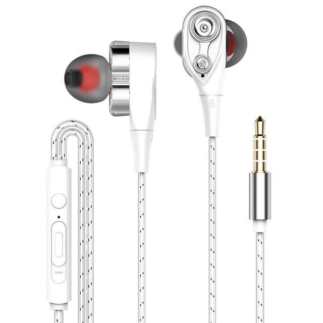 In-ear Earphone Dual Drive Stereo Headset Auricular Audifonos Earbuds Bass Earphones for IPhone Huawei Xiaomi Sports with Mic