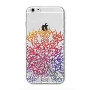 2016 New Phone Case Cover For iPhone 6 6S Soft Silicon Black Colorful Hollow transparent HENNA OJIBWE DREAM CATCHER Ethnic Triba