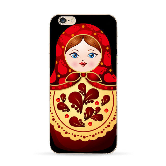 back cover for Apple iphone 6 case Lovely cartoon Russian dolls pattern painted case for iphone 6s cases TPU cover