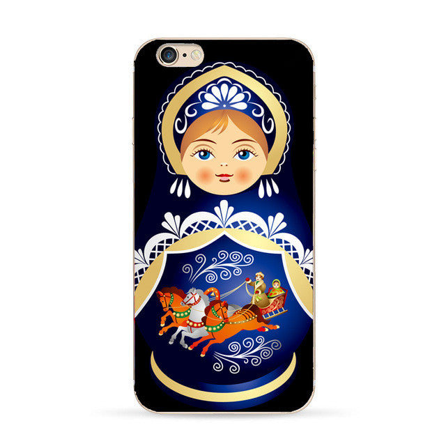 back cover for Apple iphone 6 case Lovely cartoon Russian dolls pattern painted case for iphone 6s cases TPU cover