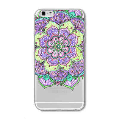 2016 New Phone Case Cover For iPhone 6 6S Soft Silicon Black Colorful Hollow transparent HENNA OJIBWE DREAM CATCHER Ethnic Triba