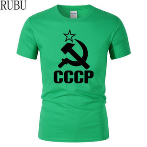 RUBU Summer CCCP Russian T Shirts Men USSR Soviet Union Man Short sleeve T-shirt Moscow Russia Mens Tees Cotton O Neck Tops Tee