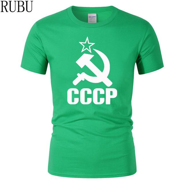 RUBU Summer CCCP Russian T Shirts Men USSR Soviet Union Man Short sleeve T-shirt Moscow Russia Mens Tees Cotton O Neck Tops Tee