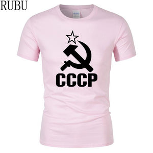 RUBU Summer CCCP Russian T Shirts Men USSR Soviet Union Man Short sleeve T-shirt Moscow Russia Mens Tees Cotton O Neck Tops Tee