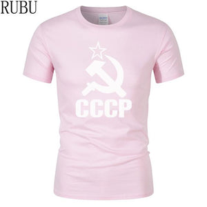 RUBU Summer CCCP Russian T Shirts Men USSR Soviet Union Man Short sleeve T-shirt Moscow Russia Mens Tees Cotton O Neck Tops Tee