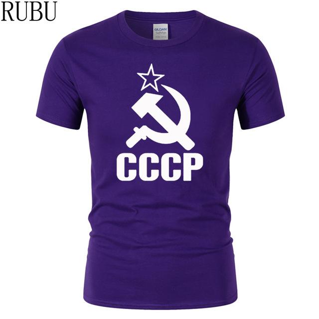 RUBU Summer CCCP Russian T Shirts Men USSR Soviet Union Man Short sleeve T-shirt Moscow Russia Mens Tees Cotton O Neck Tops Tee