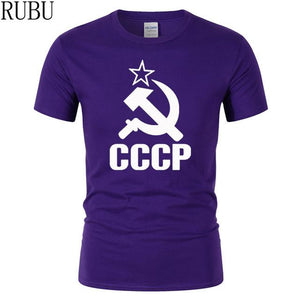 RUBU Summer CCCP Russian T Shirts Men USSR Soviet Union Man Short sleeve T-shirt Moscow Russia Mens Tees Cotton O Neck Tops Tee