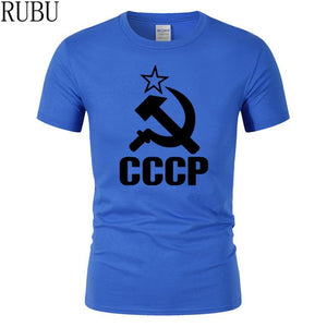 RUBU Summer CCCP Russian T Shirts Men USSR Soviet Union Man Short sleeve T-shirt Moscow Russia Mens Tees Cotton O Neck Tops Tee