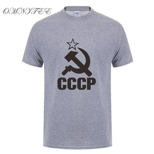 CCCP T Shirts Men USSR Soviet Union KGB Man T-shirt Short Sleeve Moscow Russia Tees Cotton O Neck Tops Free Shipping OT-117