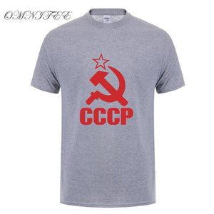 CCCP T Shirts Men USSR Soviet Union KGB Man T-shirt Short Sleeve Moscow Russia Tees Cotton O Neck Tops Free Shipping OT-117