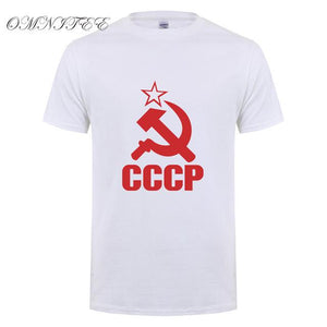 CCCP T Shirts Men USSR Soviet Union KGB Man T-shirt Short Sleeve Moscow Russia Tees Cotton O Neck Tops Free Shipping OT-117