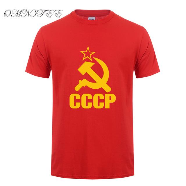 CCCP T Shirts Men USSR Soviet Union KGB Man T-shirt Short Sleeve Moscow Russia Tees Cotton O Neck Tops Free Shipping OT-117