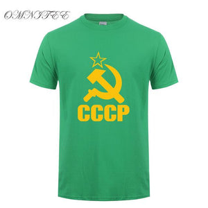 CCCP T Shirts Men USSR Soviet Union KGB Man T-shirt Short Sleeve Moscow Russia Tees Cotton O Neck Tops Free Shipping OT-117