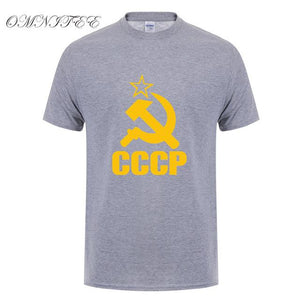 CCCP T Shirts Men USSR Soviet Union KGB Man T-shirt Short Sleeve Moscow Russia Tees Cotton O Neck Tops Free Shipping OT-117