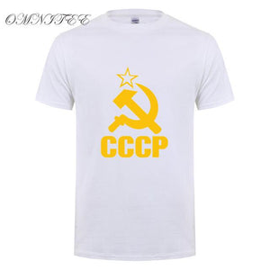 CCCP T Shirts Men USSR Soviet Union KGB Man T-shirt Short Sleeve Moscow Russia Tees Cotton O Neck Tops Free Shipping OT-117