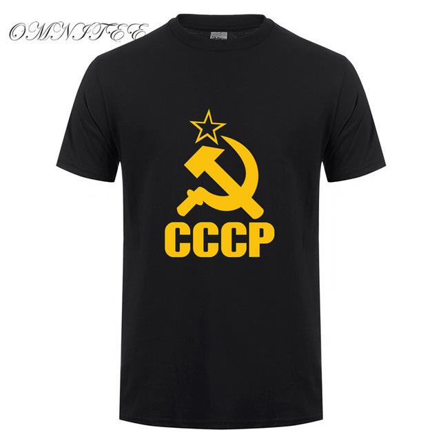 CCCP T Shirts Men USSR Soviet Union KGB Man T-shirt Short Sleeve Moscow Russia Tees Cotton O Neck Tops Free Shipping OT-117