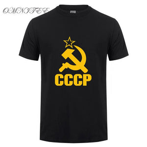 CCCP T Shirts Men USSR Soviet Union KGB Man T-shirt Short Sleeve Moscow Russia Tees Cotton O Neck Tops Free Shipping OT-117