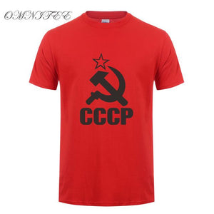 CCCP T Shirts Men USSR Soviet Union KGB Man T-shirt Short Sleeve Moscow Russia Tees Cotton O Neck Tops Free Shipping OT-117