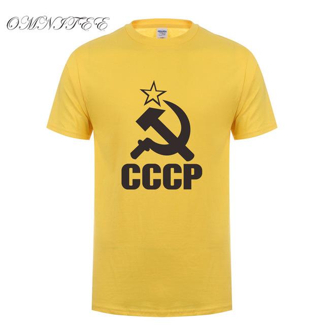 CCCP T Shirts Men USSR Soviet Union KGB Man T-shirt Short Sleeve Moscow Russia Tees Cotton O Neck Tops Free Shipping OT-117