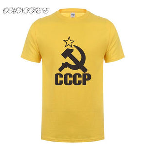 CCCP T Shirts Men USSR Soviet Union KGB Man T-shirt Short Sleeve Moscow Russia Tees Cotton O Neck Tops Free Shipping OT-117